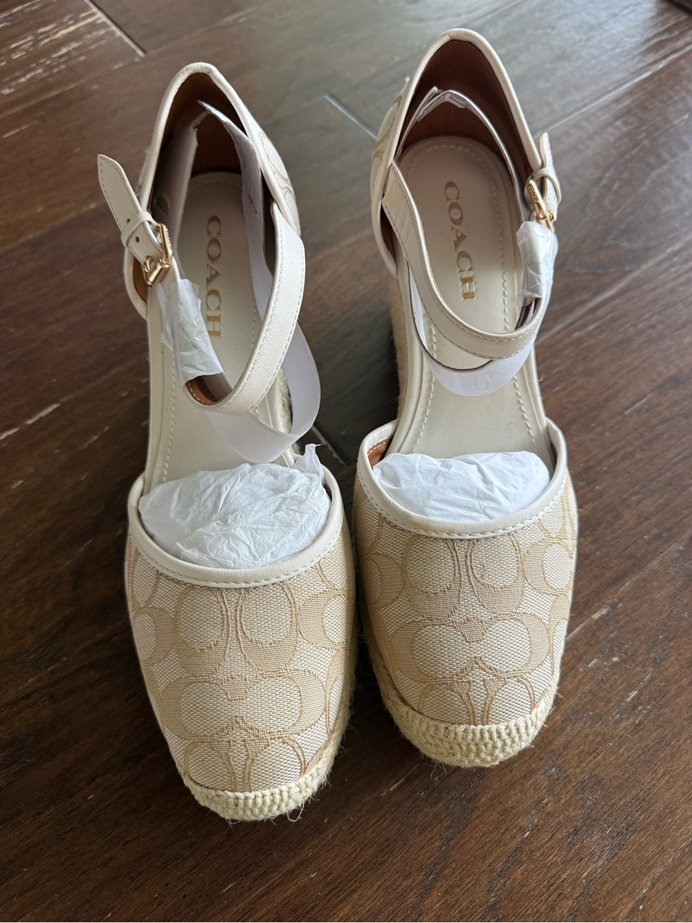 NWOT Coach Raine Espadrille In Signature Jacquard LIGHT KHAKI Size 10 - Picture 4 of 8